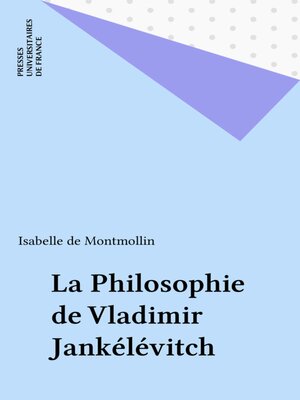 cover image of La Philosophie de Vladimir Jankélévitch